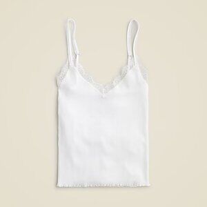 J. Crew Fine Rib Lace Trim Lightweight Tank Top White Size XXS